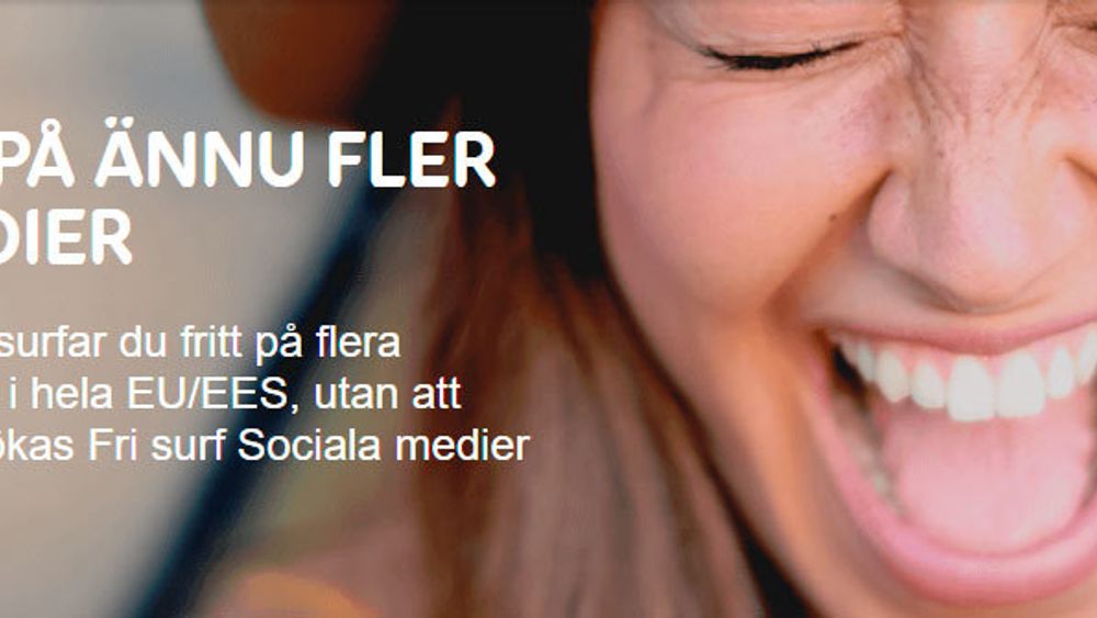 Slik annonserer Telia for sin tjeneste fri surf, som har skapt strid om tolkning av reglene for nettnøytralitet i Sverige.