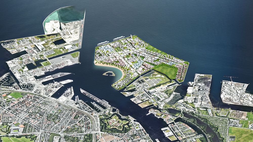 Den nye øya, Lynetteholmen, skal i likhet med Nordhavn hentes inn ved å demme inn området og fylle det opp med overskuddsjord fra ulike byggeprosjekter. Anleggsprosjektet er omtrent dobbelt så stort som Nordhavn i København.