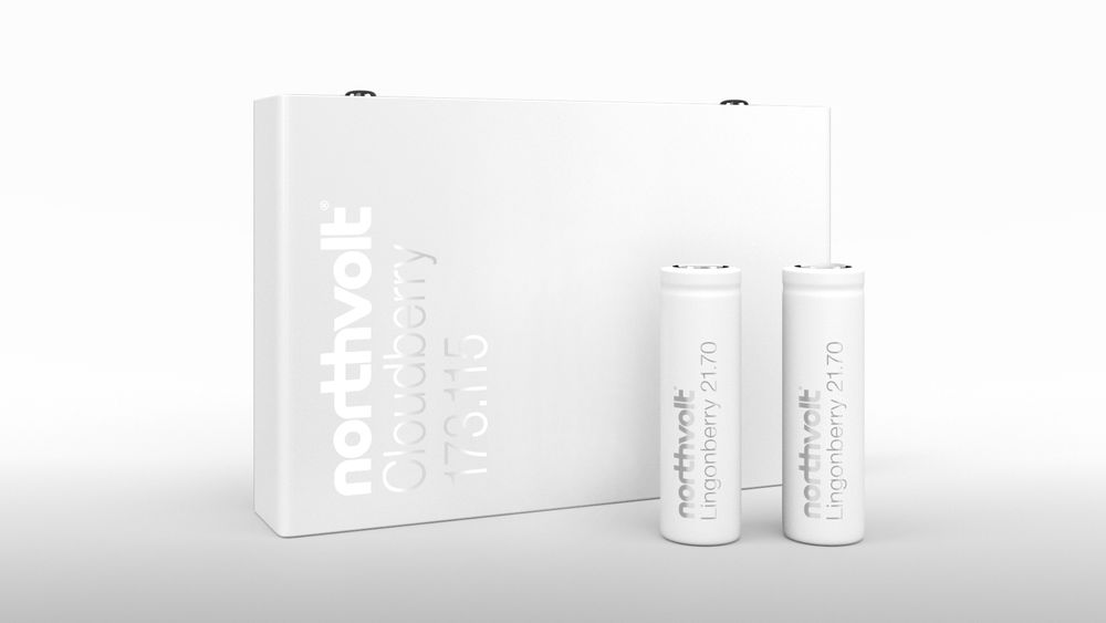 Skisse til batterier som kan produseres av ved den foreslåtte batterifabrikken til Northvolt i Sverige.