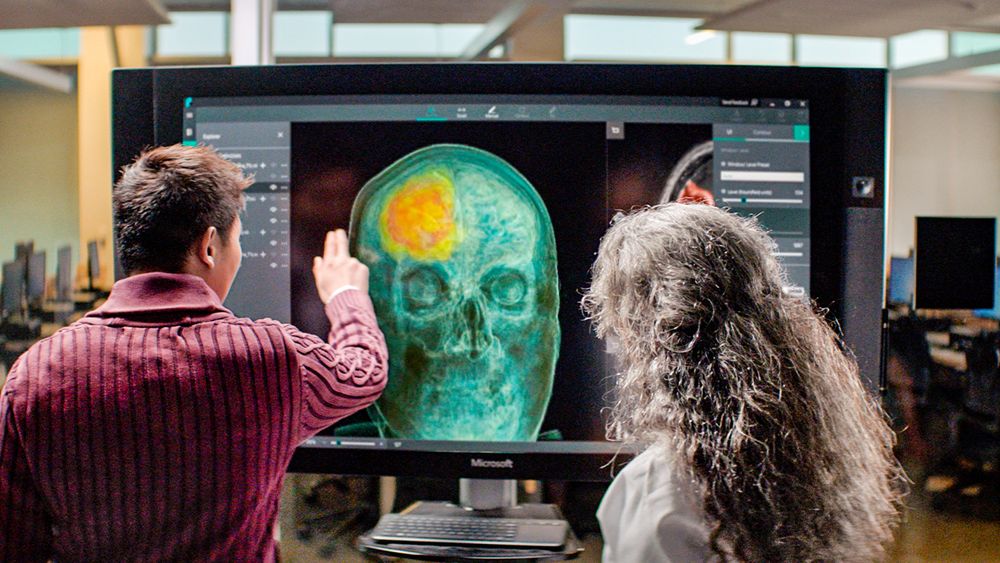 Photography depicts Microsoft's Inner Eye technology used to help doctors better visualize conditions such as cancer for improved treatment.