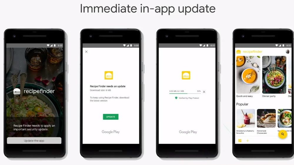 Med Immediate in-app update kan ikke appen brukes før den nyeste oppdateringen har blitt installert. Det finnes også en mer fleksibel løsning som er omtalt i saken nedenfor.