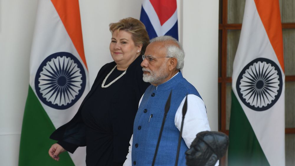 Erna Solberg og Indias statsminister, Narendra Modi, møttes til samtaler i Hyderabad House i New Delhi under Solbergs statsbesøk som ble avsluttet i dag.