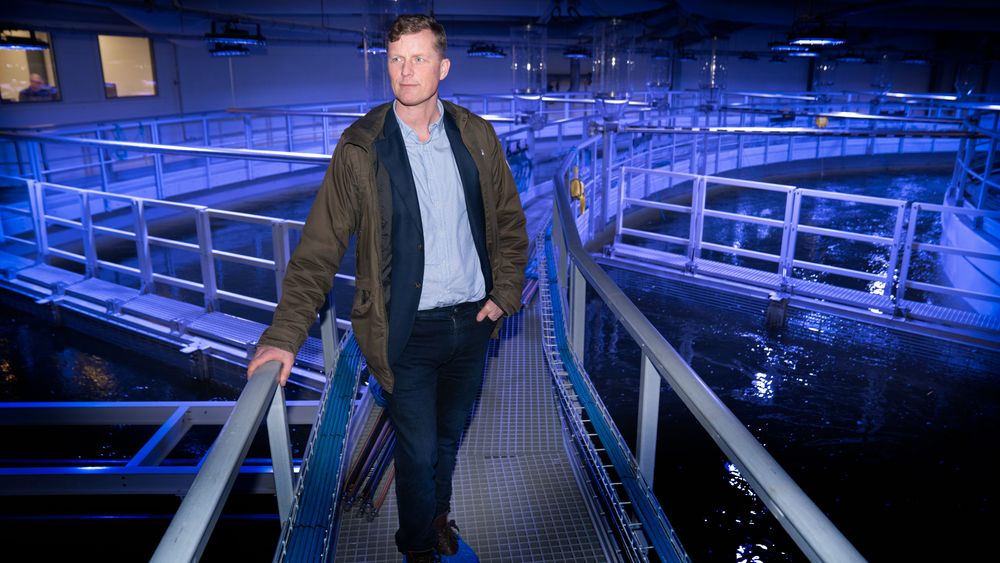 Bernt-Olav Røttingsnes, direktør i Nordic Aquafarms, mener tiden er inne for å oppskalere den landbaserte lakseoppdretten. Her fra åpningen av Fredrikstad Seafoods.