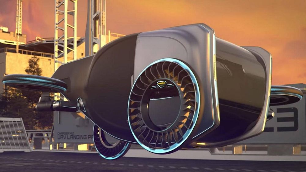 Slik ser Goodyear for seg flyvende bil med rotor i hjulene.