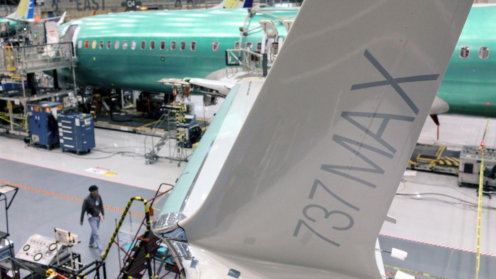 En Boeing 737 Max-vinge avbildet under en pressevisning i Boeing-fabrikken i Renton, Washington i 2015.
