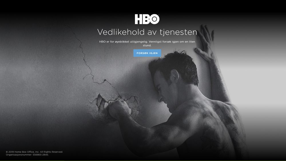 På sidene melder HBO Nordic om vedlikehold, men det er garantert ikke planlagt i dag.
