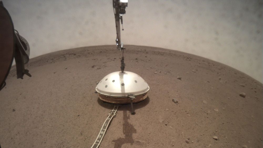 Under skjoldet til romfartøyet Insight ligger instrumentet som har oppdaget det som kan være tidenes første kjente «marsskjelv».
