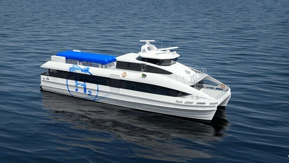 Regjeringen vil sette av 25 millioner til utvikling av utslippsfrie hurtigbåter. Her er en Brødrene Aa har designet, med brenselceller og to elektromoterer.