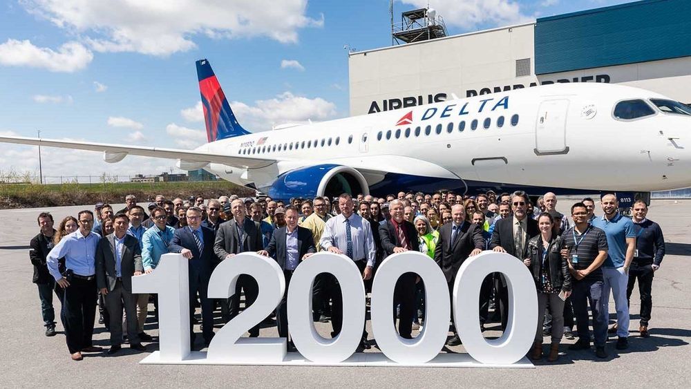 Airbus nummer 12.000 ble et A220-100 som mandag ble overlevert til Delta Air Lines fra fabrikken i Canada.
