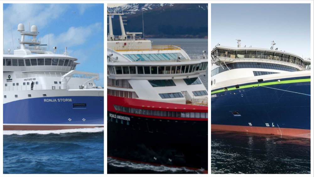 Fra venstre: MS «Ronja Storm», MS «Roald Amundsen» og MS «Color Hybrid».