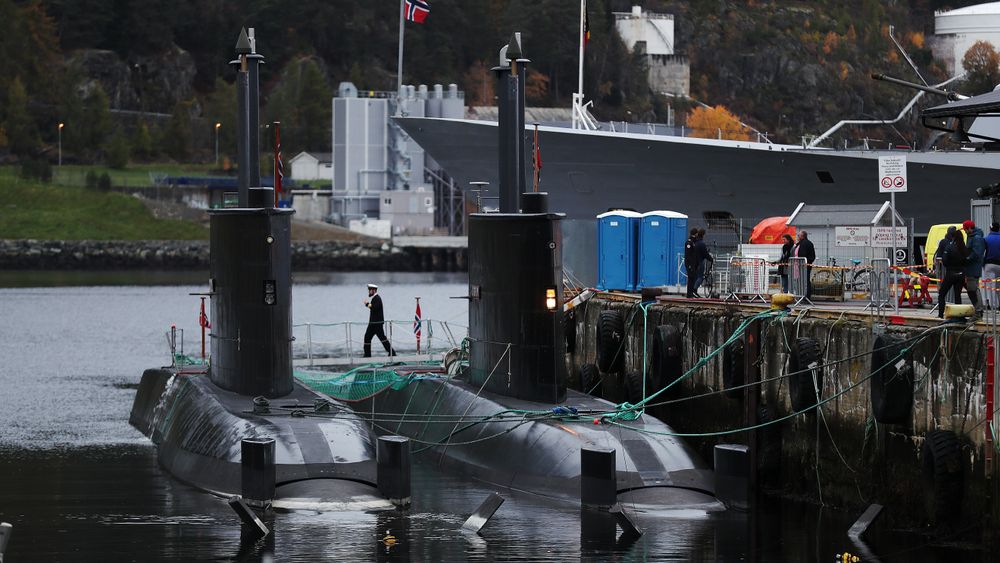 De norske ubåtene KNM Uredd og KNM Utstein i Trondheim havn under øvelsen Trident Juncture i 2018.