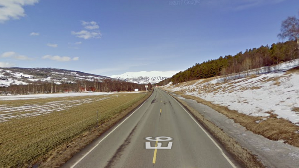 Her ser vi nordover langs E6 Driva-Hevle i Oppdal kommune.