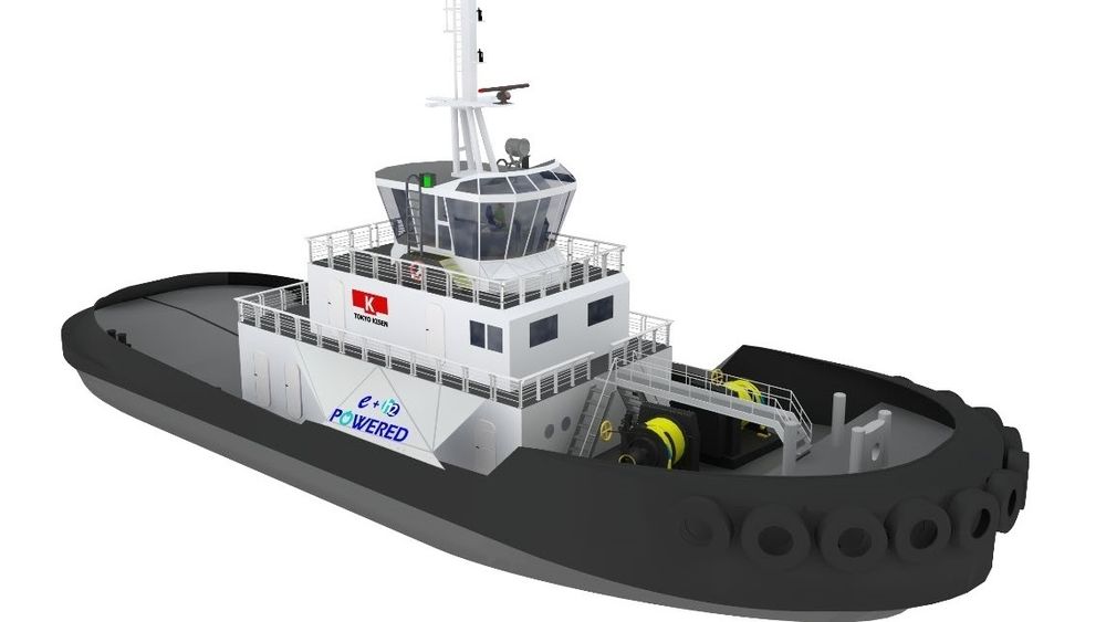 Tokyo Kisen og e5Lab Inc står bak en elektrisk taubåt drevet av batterier og med brenselceller og hydrogen som backup. To azimuthpropeller på 1.500 kW gir en trekkraft på 50 tonn.