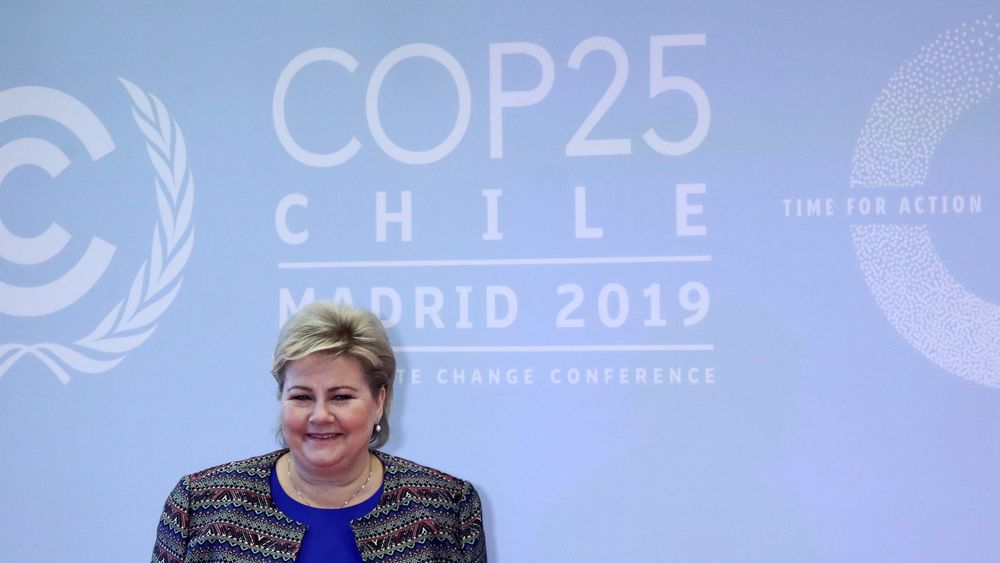 Norway's Prime Minister Erna Solberg arrives to attend the U.N. climate change conference (COP25) in Madrid, Spain, December 2, 2019. REUTERS/Sergio Perez