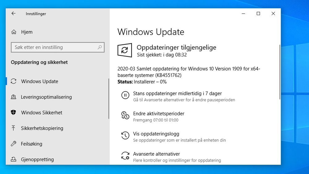 Sikkerhetsoppdateringen som fjerner «SMBGhost»-sårbarheten (KB4551762) er tilgjengelig i Windows Update.