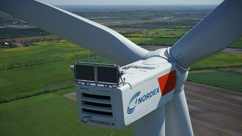 En av Nordex sine tyskproduserte turbiner. Her installert i Danmark.