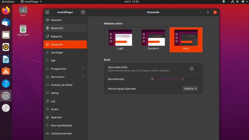 Nye Ubuntu har fått «Dark mode». 