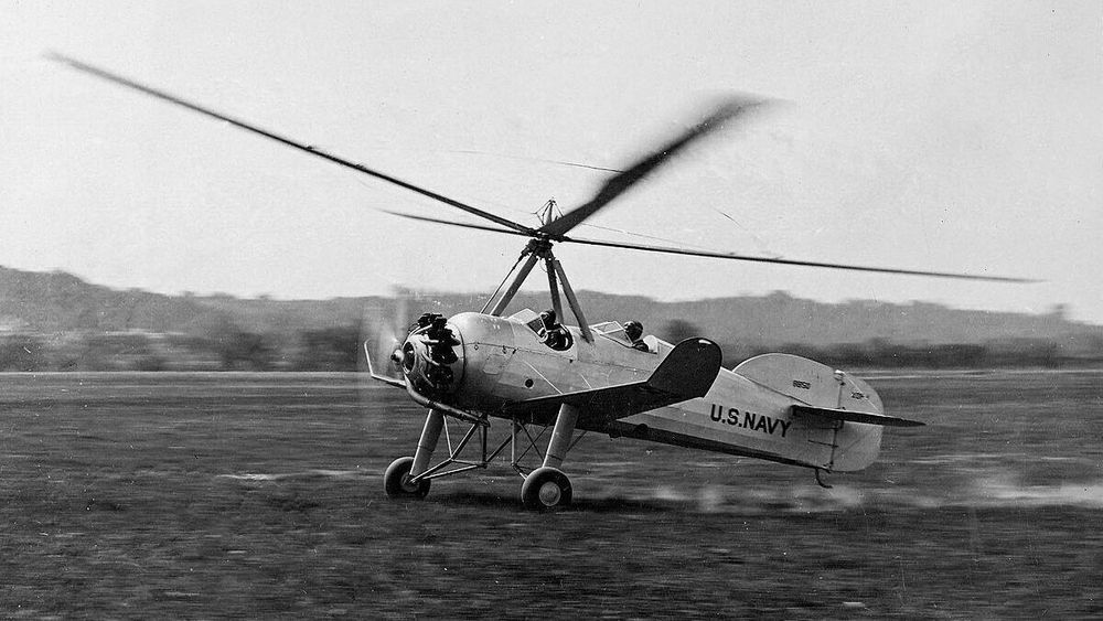 Et amerikansk Pitcairn XOP-1 gyrokopter som tar av. 1931.