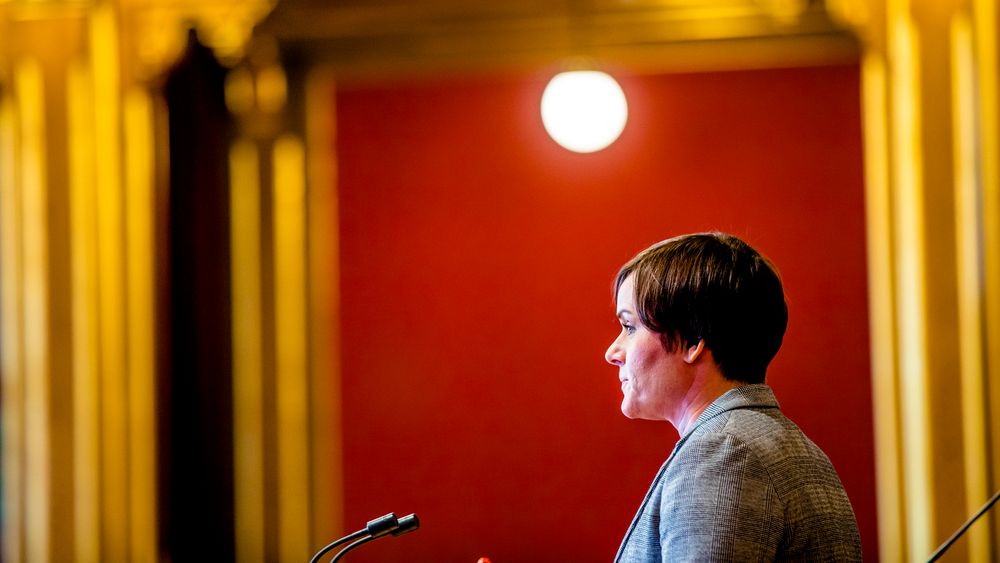 Høyres Margret Hagerup under debatt i Stortingssalen.
