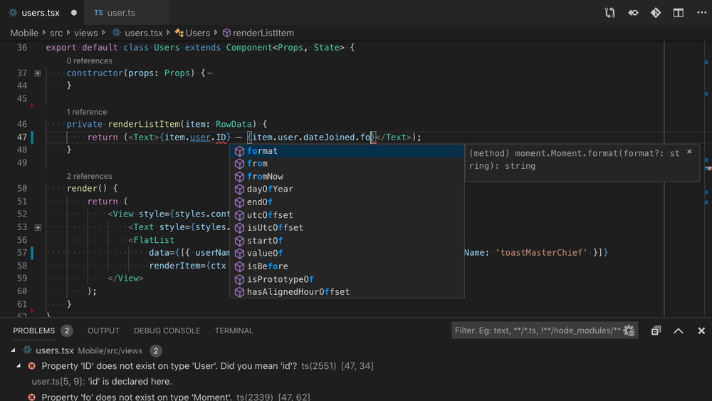 Microsofts Visual Studio Code har innebygd støtte for Typescript.