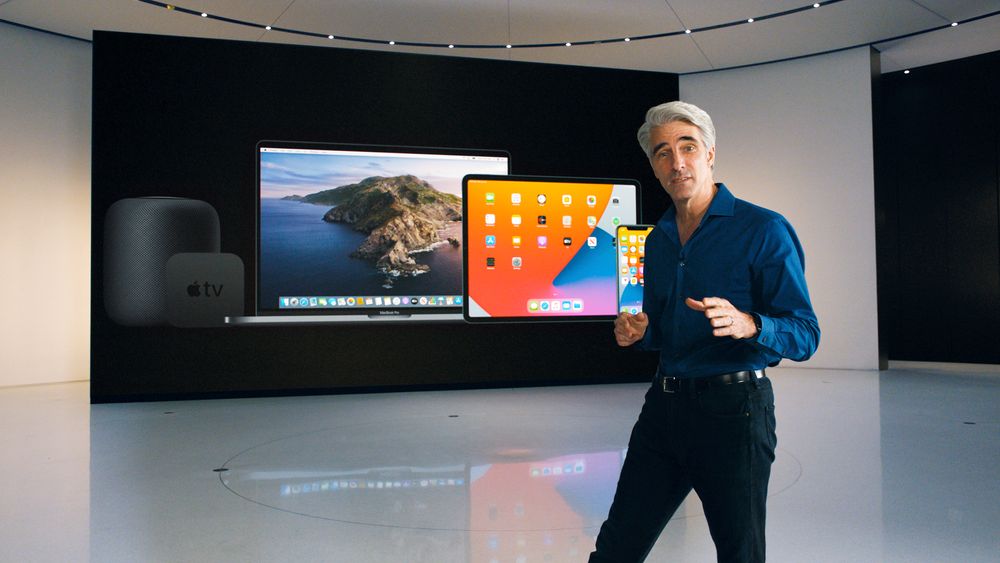 Craig Federighi, som er sjef for alle operativsystemene til Apple, snakket denne uka ned omdømmet til MacOS for å redde App Store-monopolet selskapet har på IOS. Bildet er fra WWDC-konferanse til Apple i 2020. 