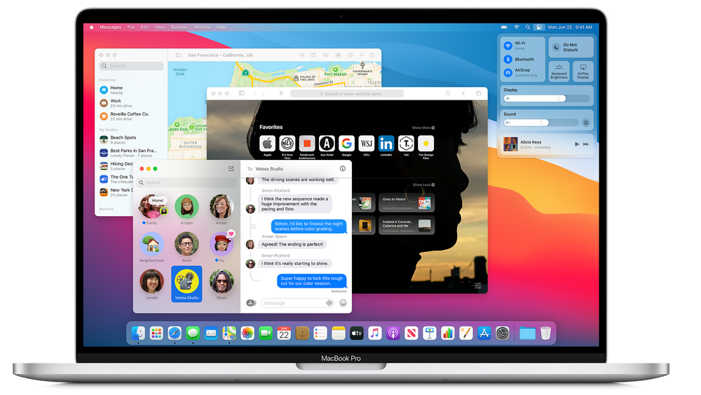 Apples egen oversetterløsning Rosetta 2 støtter ikke virtualisering av x86-baserte vertsoperativsystemer. Bildet viser det nye Mac OS Big Sur-operativsystemet, som støtter både Intel- og Apple-prosessorer.