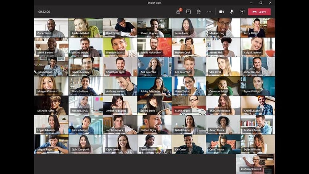Microsoft Teams skal snart få støtte for visning av 49 samtidige deltakere, i tillegg til møtelederen, for eksempel en lærer.