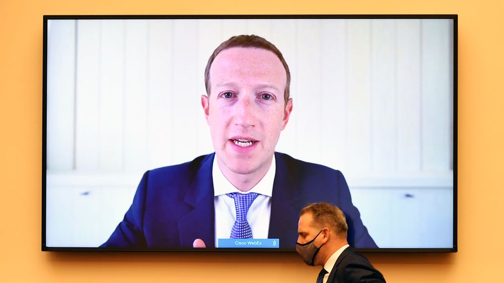 Facebook-sjef Mark Zuckerberg har grunn til å være fornøyd med resultatet for andre kvartal. Bildet er fra en kongresshøring om IT-gigantenes markedsdominans onsdag denne uken.