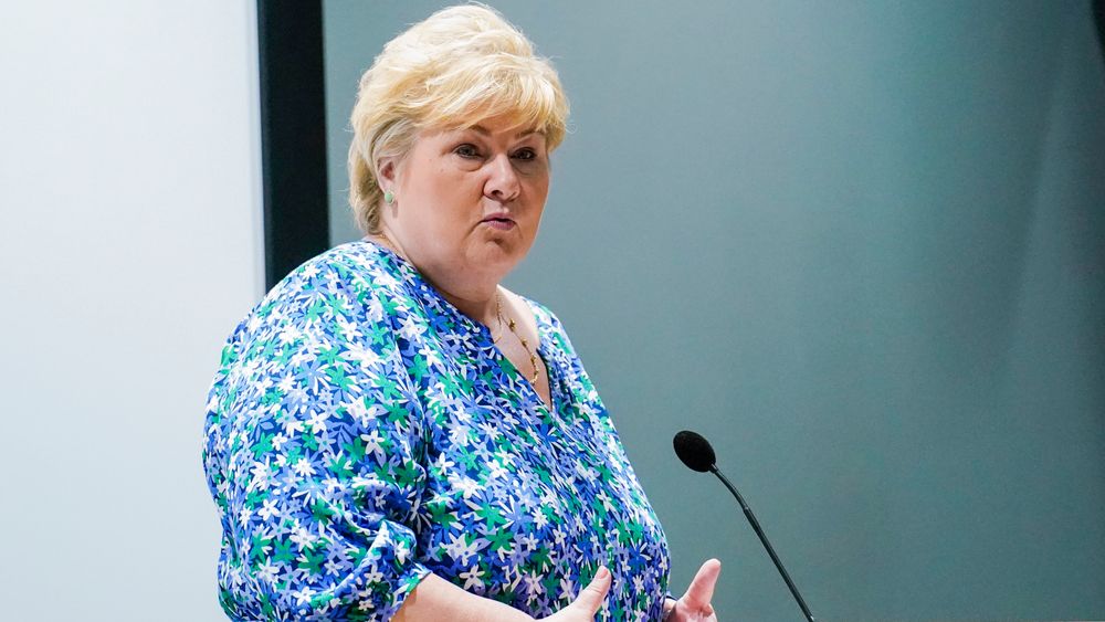 Statsminister Erna Solberg presenterer ny stortingsmelding om politiet.