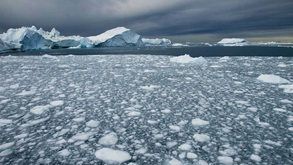 Smeltende is utenfor Ilulissat på Grønland. Arkivfoto: 
