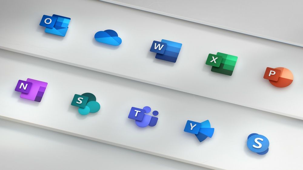 Microsoft Office-ikonene som ble introdusert i 2018.
