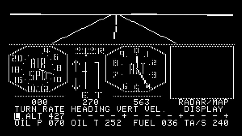 Slik så den første utgaven av Microsoft Flight Simulator ut.