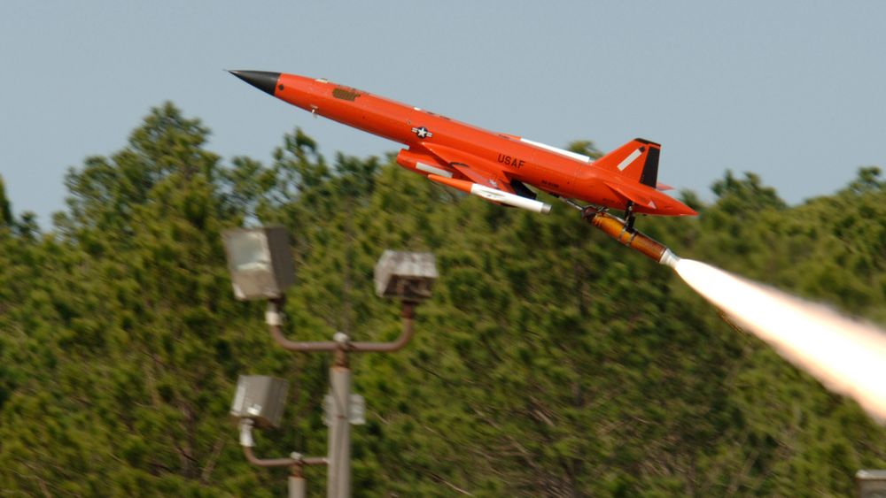 En BQM-167A måldrone skytes opp fra flybasen Tyndall i Florida.