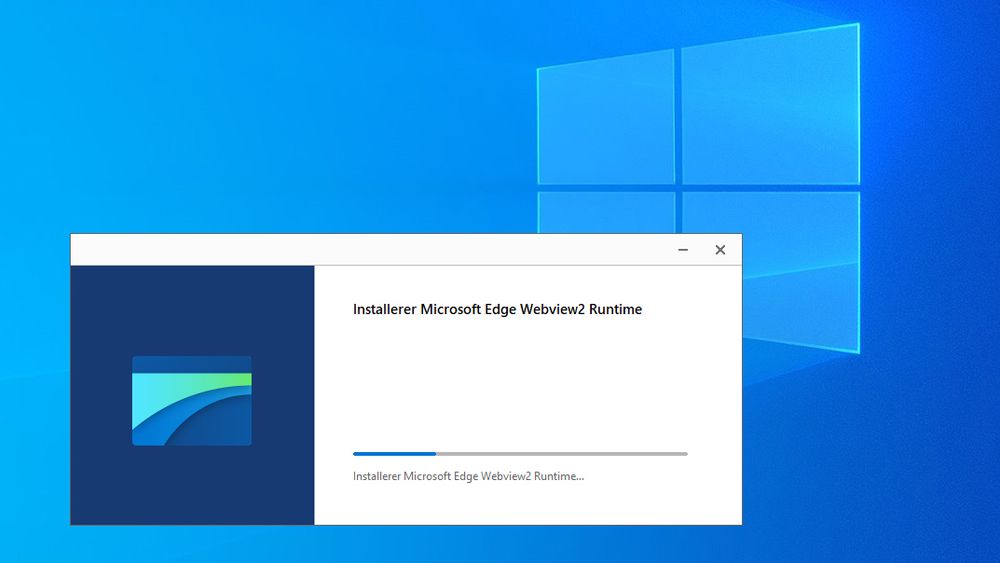 Installasjon av Microsoft Edge WebView2 Runtime i Windows 10.