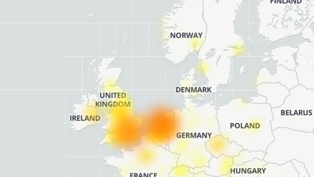 Nedetidskart for Exchange Online. Brukere på Downdetector melder om flere ulike problemer med Microsofts skytjenester. Illustrasjonsfoto.