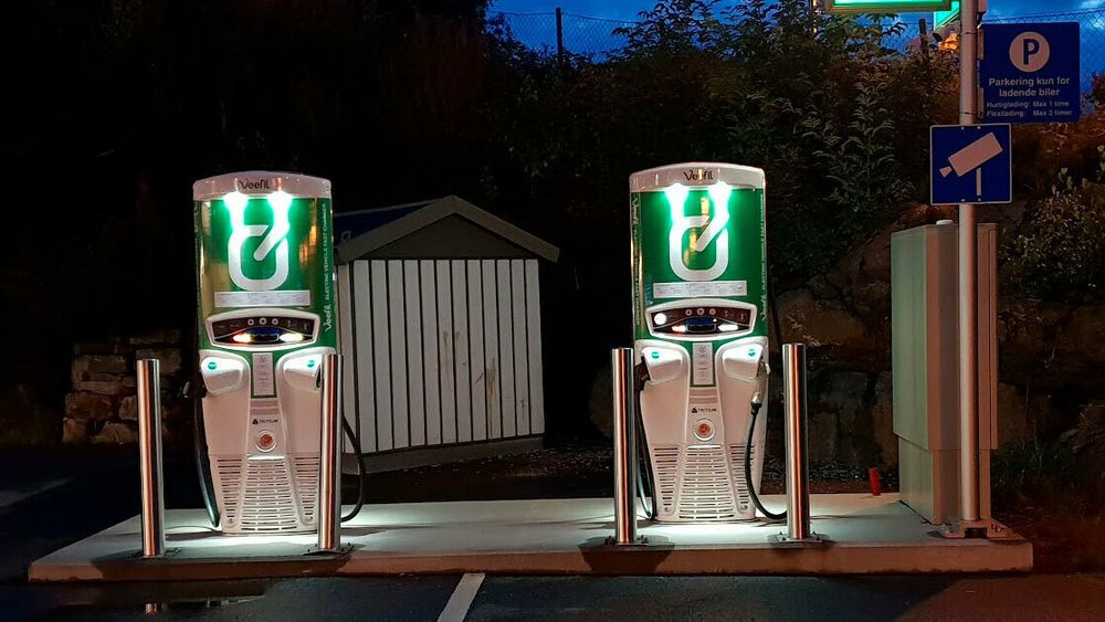 En Grønn Kontakt-ladeplass ved Kleppe på Askøy. 