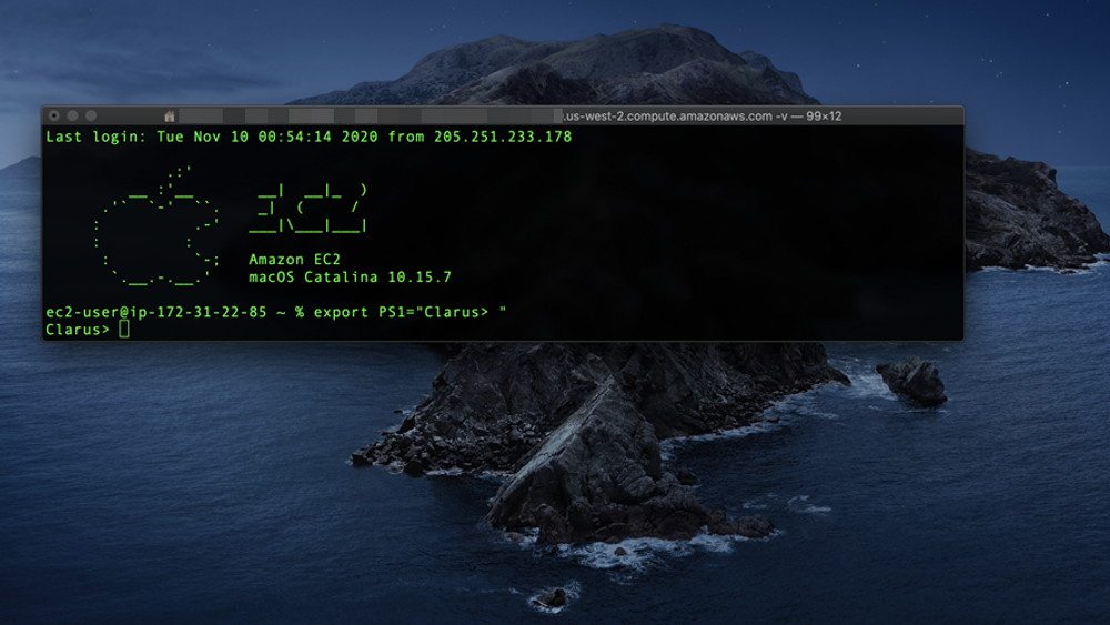 SSH-tilgang til en MacOS Catalina-basert instans i AWS.