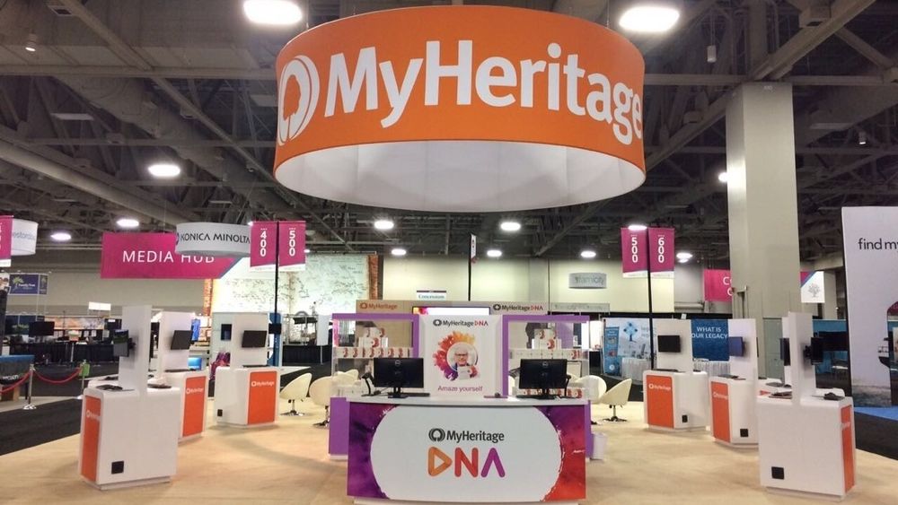 Standen til MyHeritage under RootsTech-konferansen i 2017.