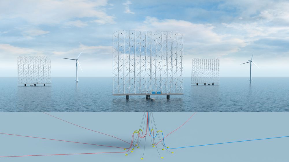 Rammen inneholder 117 vindturbiner på 1 MW hver og dreier rundt sin egen akse. Kablene kommer opp gjennom et rør midt i innretningen, som på et flytende produksjonsskip. 