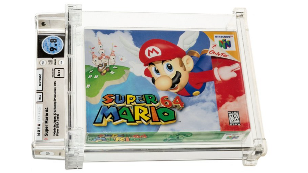 Denne uåpnede utgaven av videospillet Super Mario 64 ble solgt for 1,56 millioner dollar (omtrent 13,5 millioner kroner) på en auksjon i USA søndag.