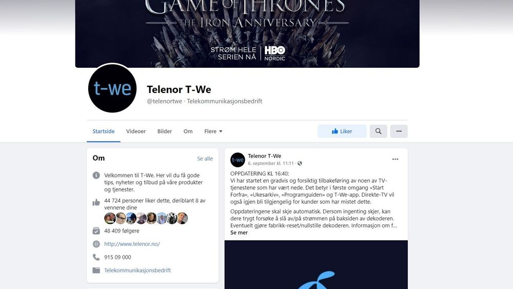 Telenor melder at det vil kunne ta dager før alle TV-tjenester går som normalt igjen.