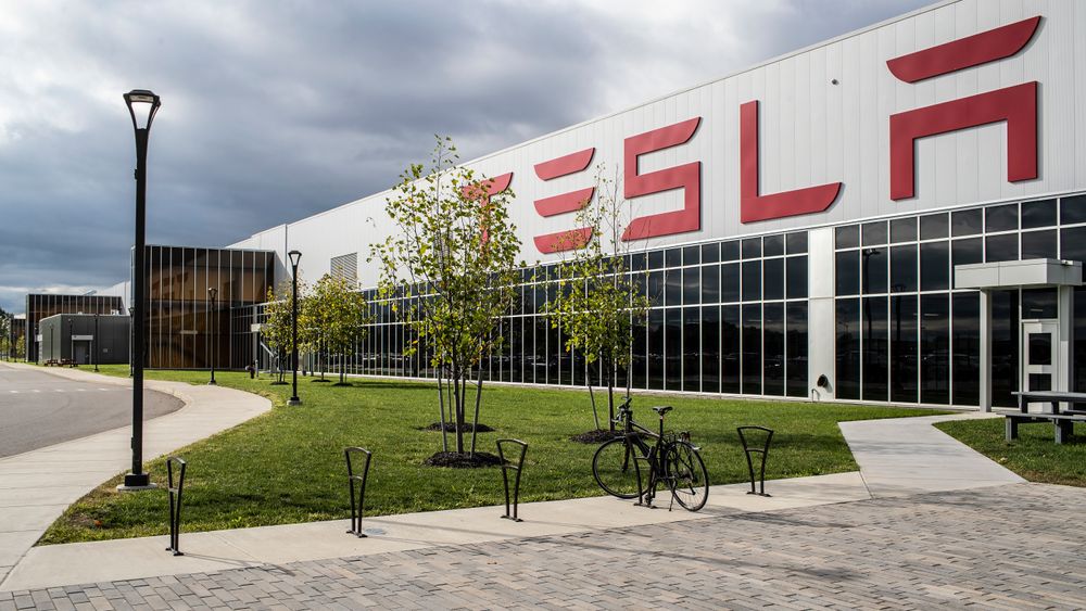 Illustrasjonsfoto av Tesla-fabrikk. 