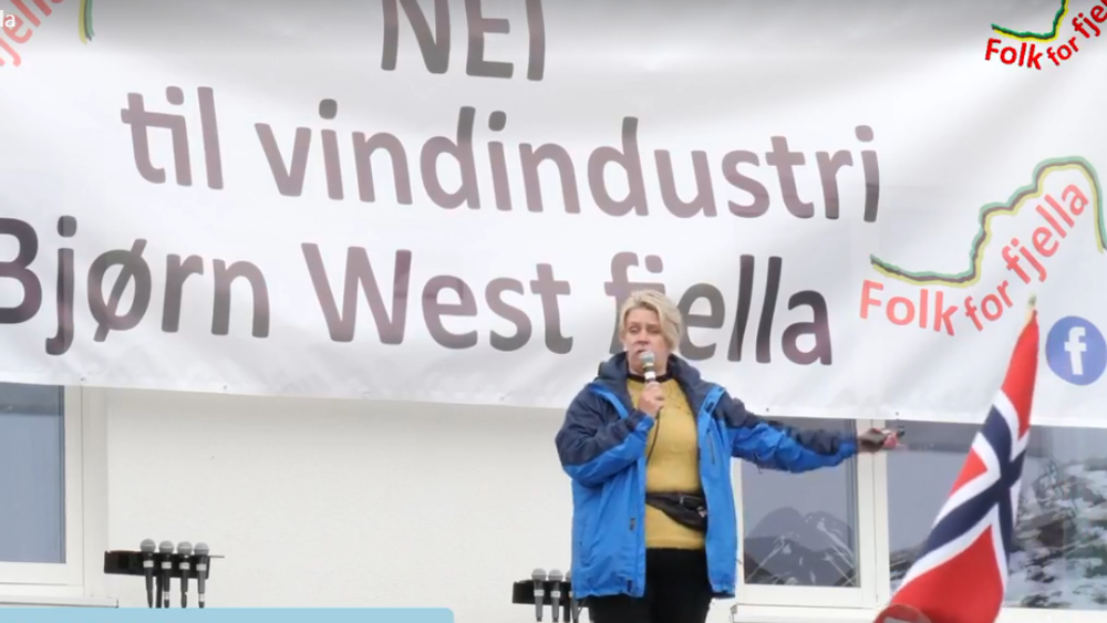 Norges nye olje- og energiminister Marte Mjøs Persen (Ap) holdt i mai i år appell på en demonstrasjon mot vindkraft i Matrefjellene. 
