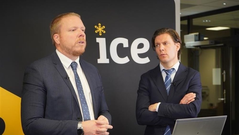 Ice-sjef Eivind Helgaker og finansdirektør Ola Beinnes Fosse, bildet er tatt på kvartalspresentasjonen 18. november 2021.