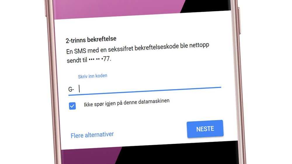 Selv engangskoder via SMS er mye sikrere enn ingen ekstra innloggingsbekreftelse.