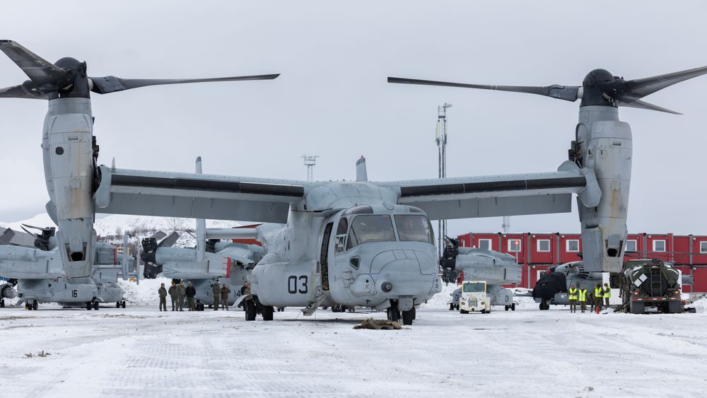 MV-22B fra det amerikanske marinekorpset ankom Harstad 19. februar og fløy videre til Bardufoss for å delta på årets Cold Response.