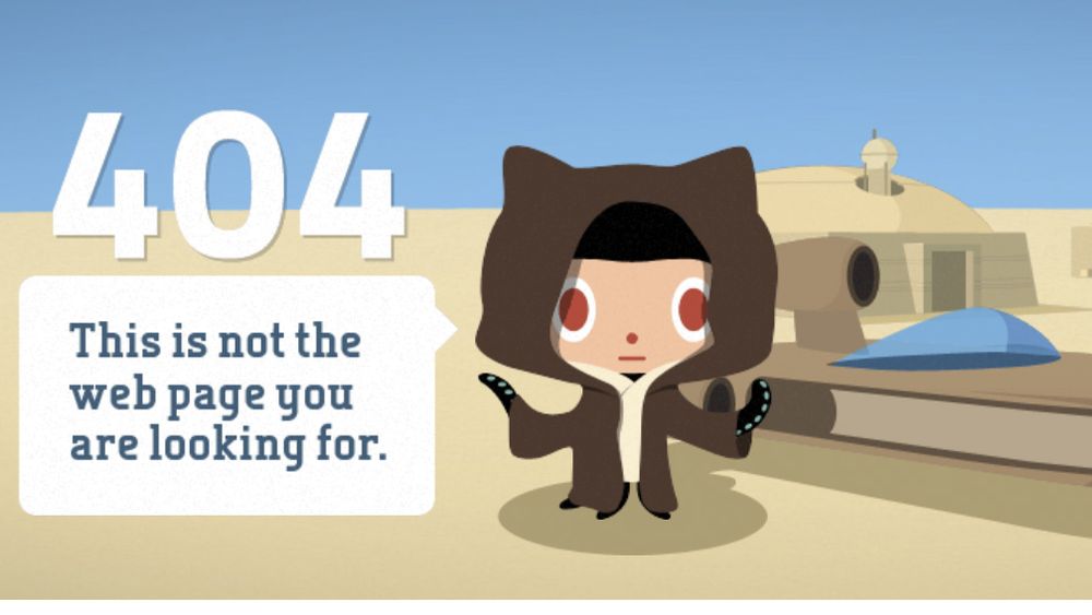 Github har en referanse til et populært sci-fi-univers på 404-sidene sine, med maskoten Octocat i hovedrollen. 