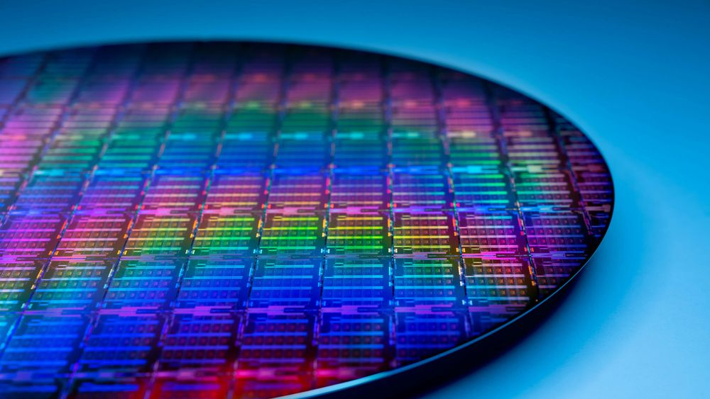 Silisiumskive med mikrobrikker fra Intel.