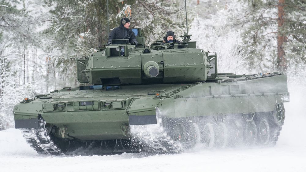 Leopard 2A7 i forkant av vinterprøvene på Rena som ble gjennomført i februar 2022.