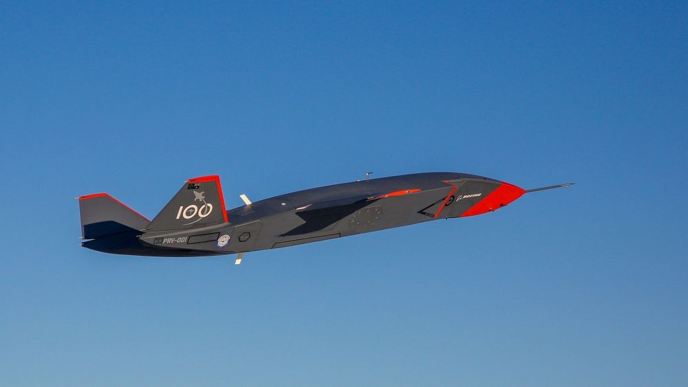 MQ-28A Ghost Bat på den andre runden med testflyginger i november i fjor over øvingsfeltet Woomera i South Australia.